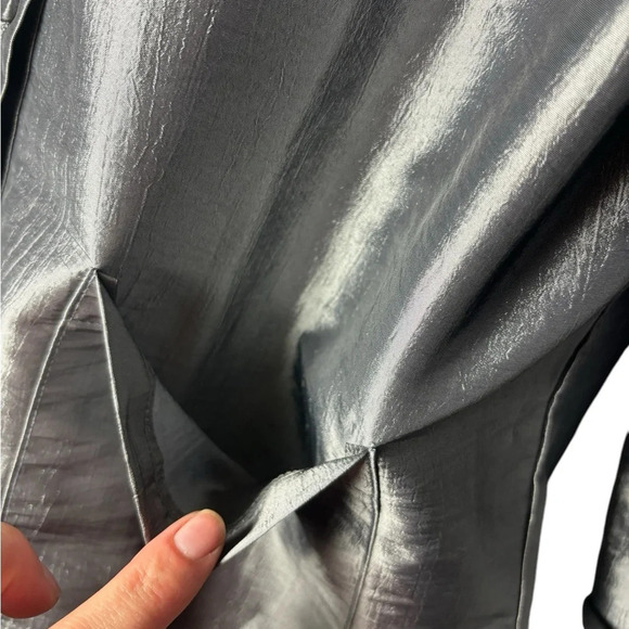 Terra SJ Apparel Jacket Size Large Gray Metallic Wired Collar Art to Wear Pocket - Picture 3 of 9